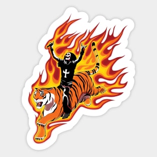 Ride the Tiger on Fire Sticker